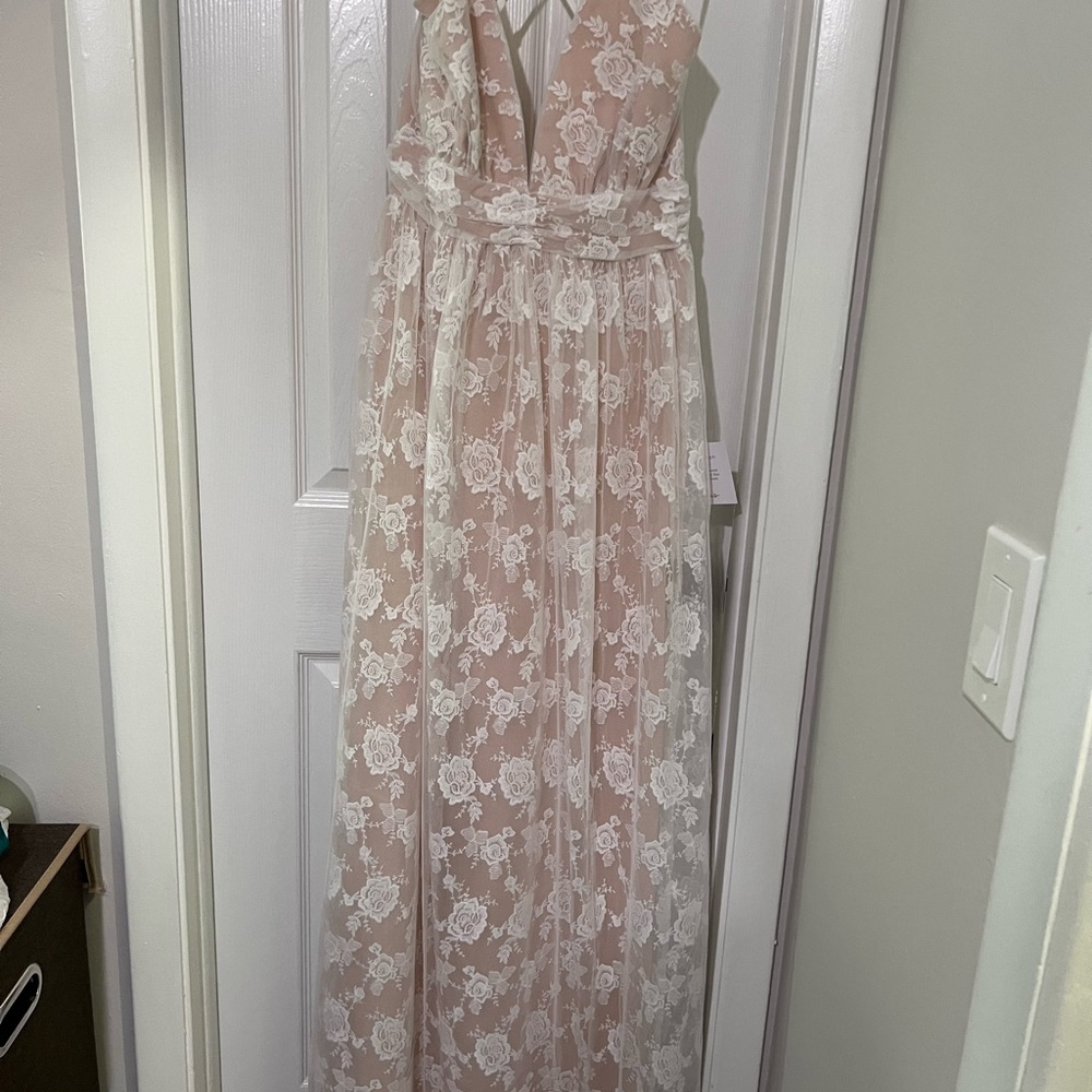 Elegant Lace Overlay Maxi Dress